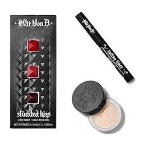 KVD tattoo liner, setting powder, & lipstick set